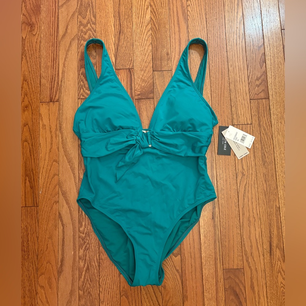 Kenneth Cole Teal Tummy Toner One Piece Swimsuit NWT